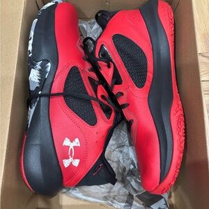 Under Armour UA Lockdown 6 Red Black Mens Basketball Shoes Size 11.5